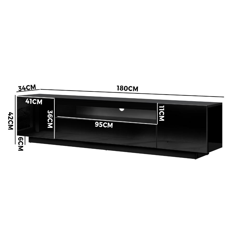 TV Cabinet Gloss RGB LED Black 180CM