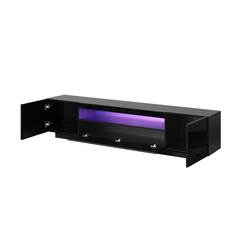 TV Cabinet Gloss RGB LED Black 180CM