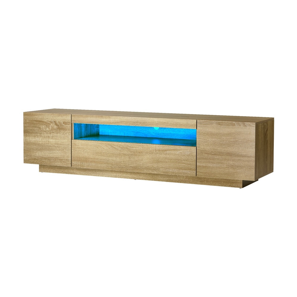 TV Cabinet Entertainment Unit Storage Shelf Natural 180cm