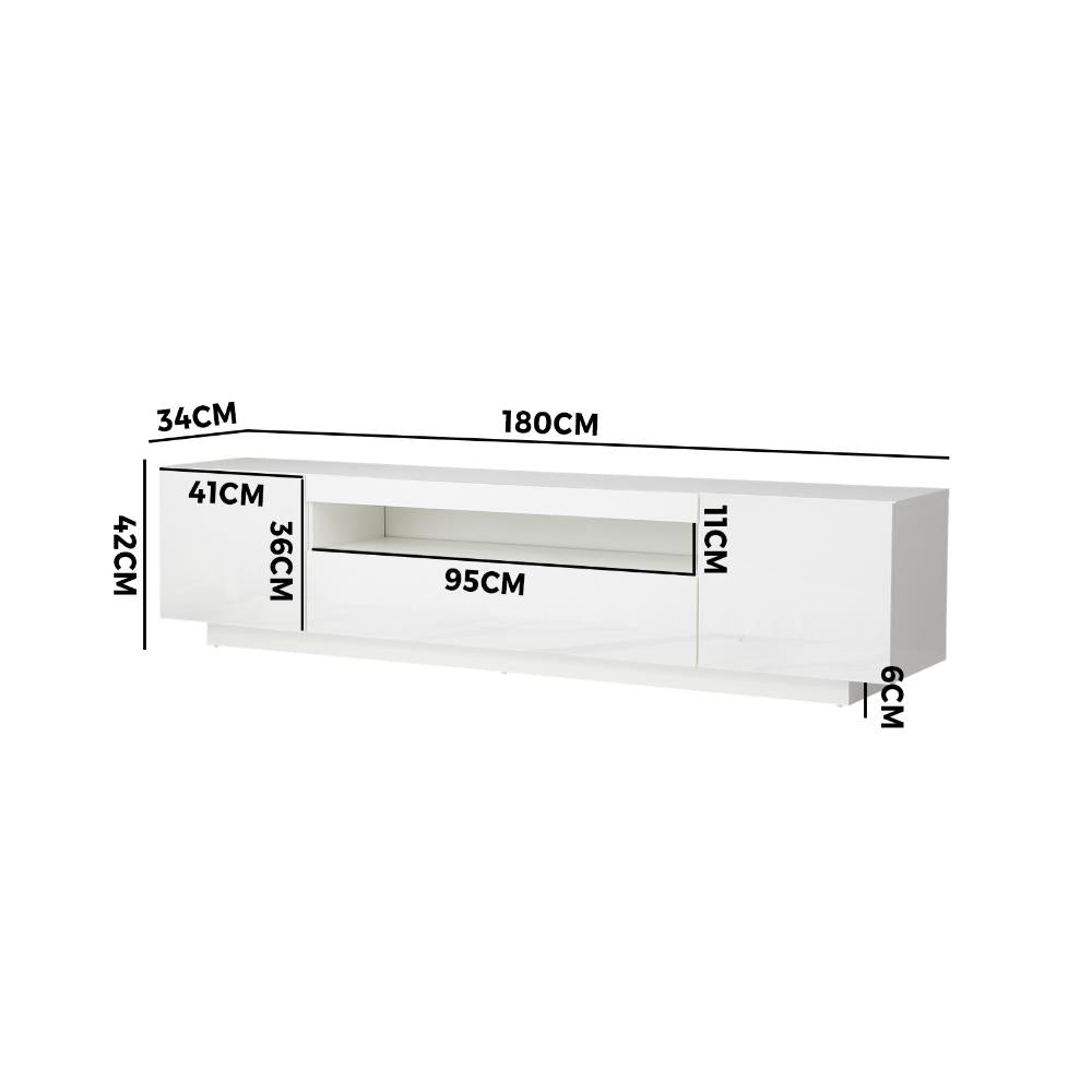 TV Cabinet Gloss RGB LED White 180CM