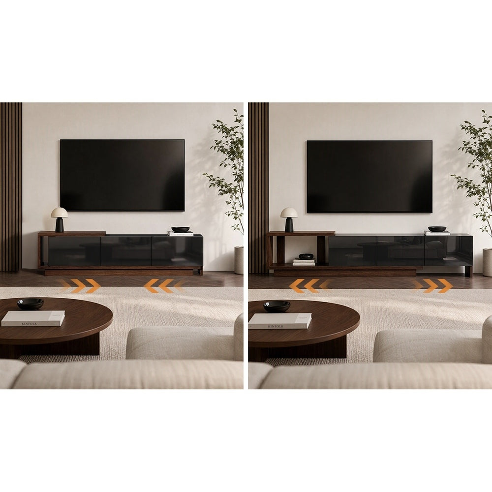 Oikiture 160-211cm Extendable TV Cabinet Entertainment Unit 3 Drawers