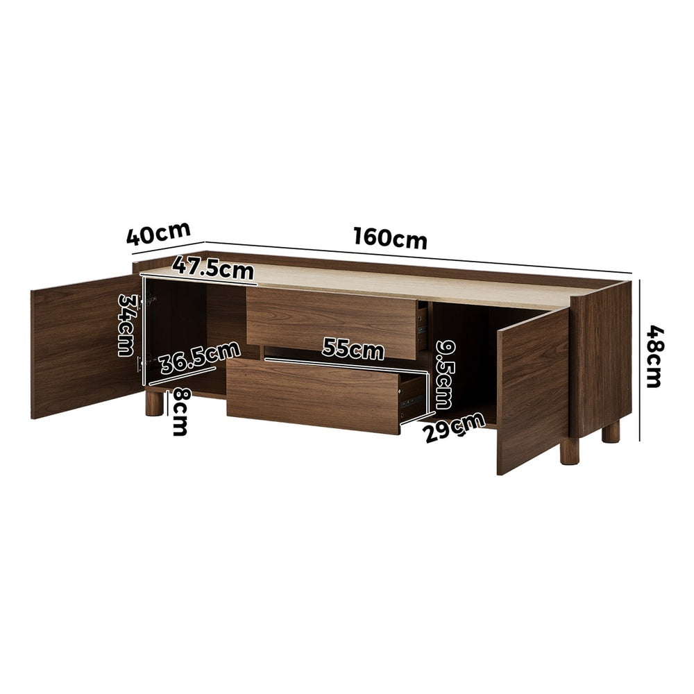 Oikiture 160cm TV Cabinet Entertainment Unit Storage 2 Door 2 Drawer