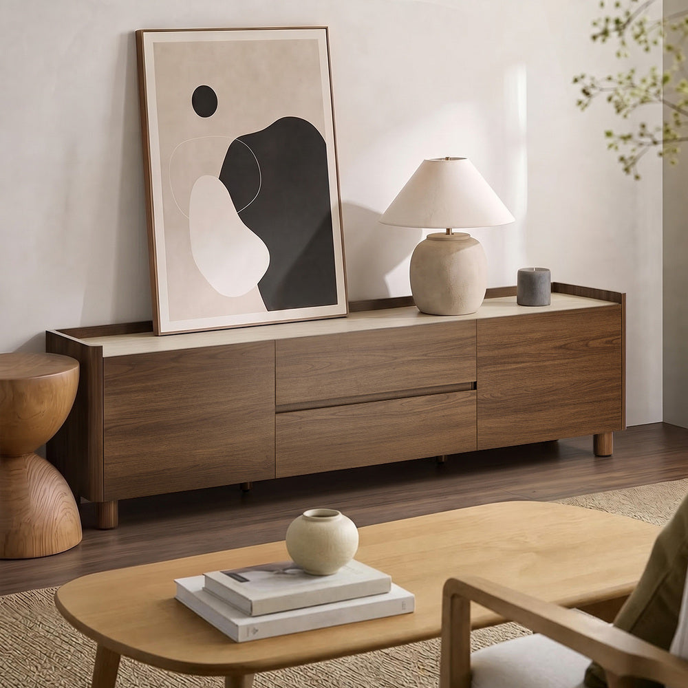 Oikiture 160cm TV Cabinet Entertainment Unit Storage 2 Door 2 Drawer