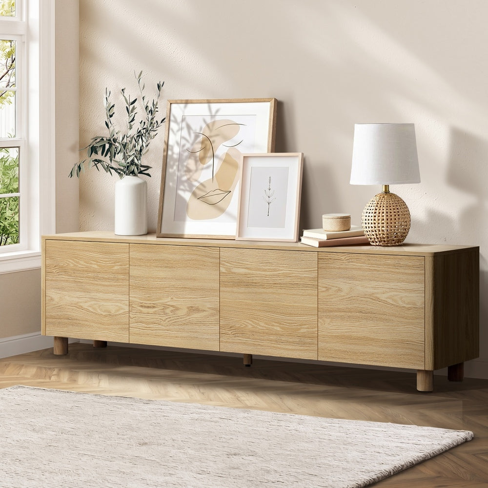 Oikiture TV Cabinet Entertainment Unit Stand 180cm 4 Doors