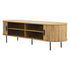 Oikiture Entertainment Unit TV Stand Cabinet 160cm Tambour Doors Oak