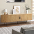 Oikiture Entertainment Unit TV Stand Cabinet 160cm Tambour Doors Oak