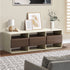 Oikiture TV Cabinet Entertainment Unit Stand 3 Drawers 6 Open Shelves 140cm