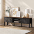 Oikiture TV Cabinet 150cm Entertainment Unit Storage Shelves Black
