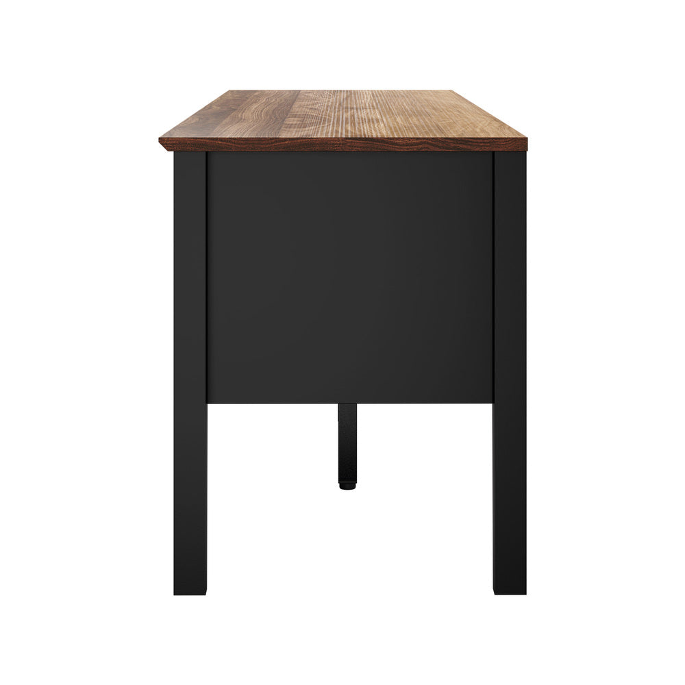 Oikiture TV Cabinet 150cm Entertainment Unit Storage Shelves Black