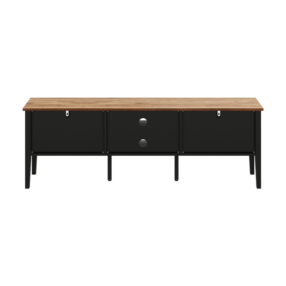 Oikiture TV Cabinet 150cm Entertainment Unit Storage Shelves Black