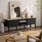 Oikiture TV Cabinet 150cm Entertainment Unit Storage Shelves Black