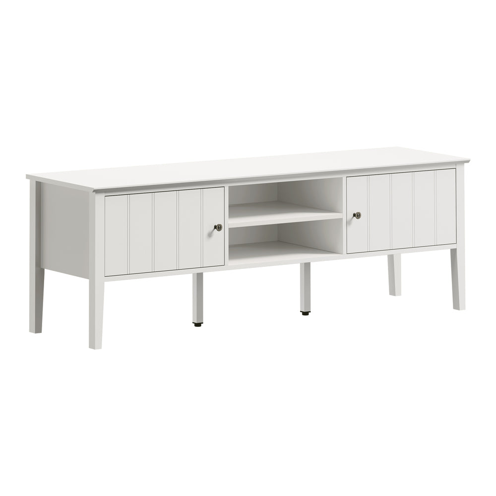 Oikiture TV Cabinet 150cm Entertainment Unit Storage Shelves White