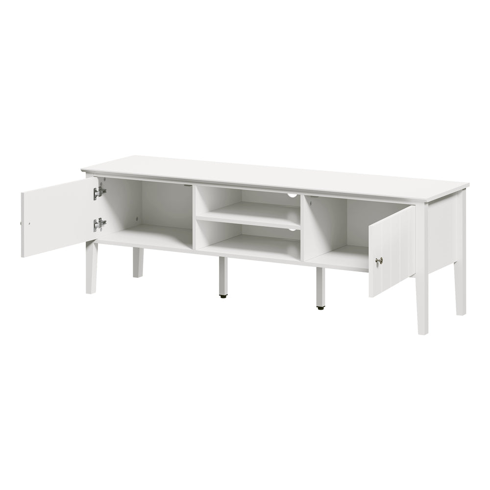 Oikiture TV Cabinet 150cm Entertainment Unit Storage Shelves White