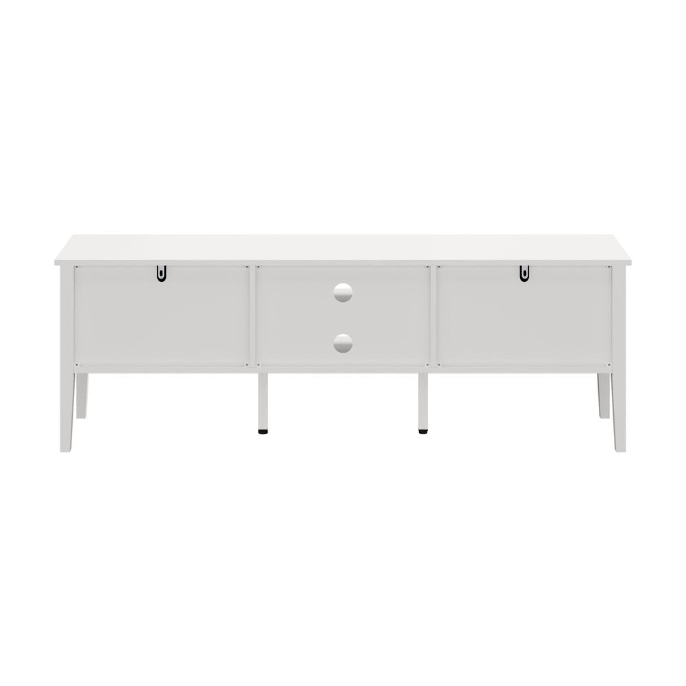Oikiture TV Cabinet 150cm Entertainment Unit Storage Shelves White