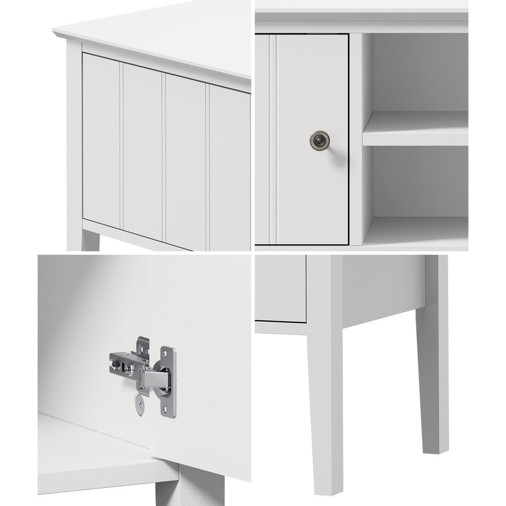 Oikiture TV Cabinet 150cm Entertainment Unit Storage Shelves White