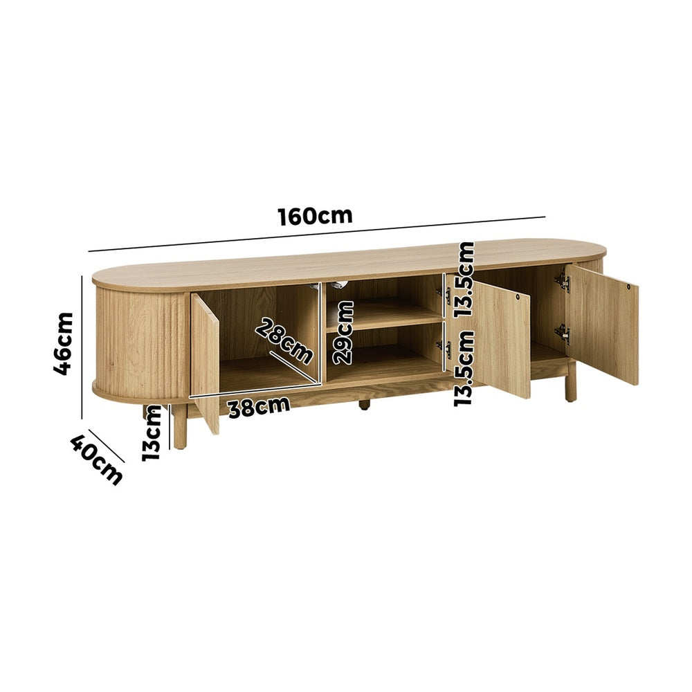 Oikiture TV Entertainment Unit Stand 160cm Wooden Natural