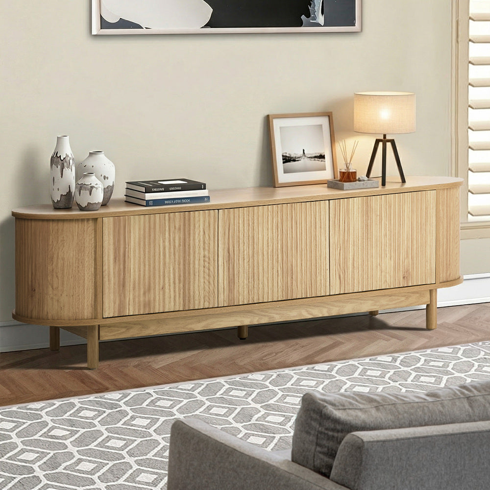 Oikiture TV Entertainment Unit Stand 160cm Wooden Natural