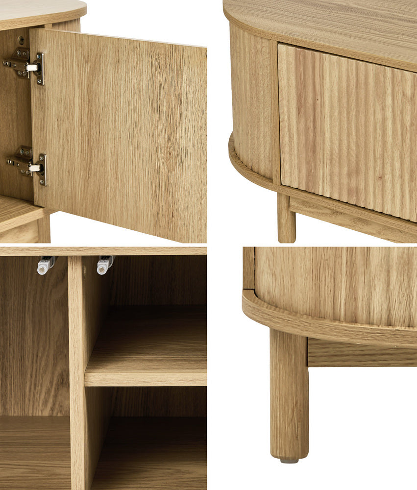 Oikiture TV Entertainment Unit Stand 160cm Wooden Natural