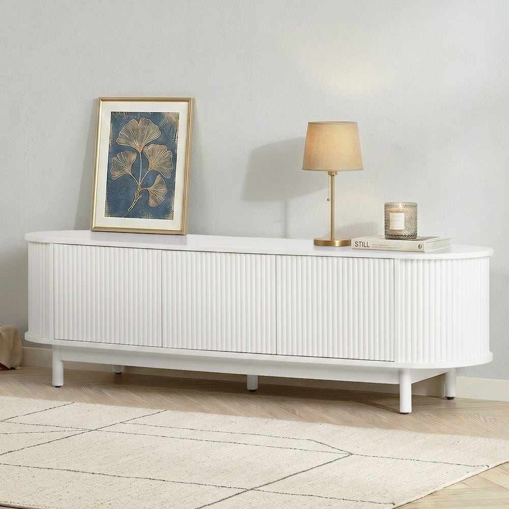 Oikiture TV Entertainment Unit Stand 160cm Wooden White