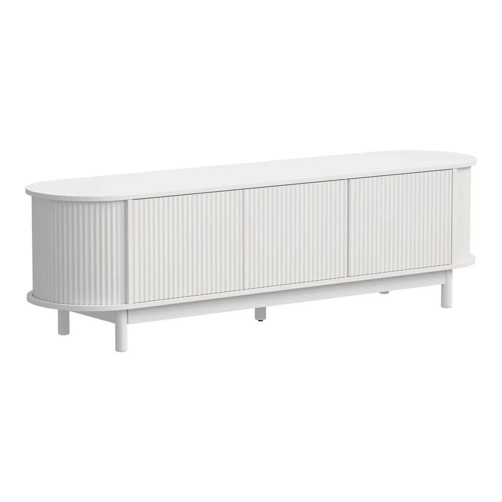 Oikiture TV Entertainment Unit Stand 160cm Wooden White