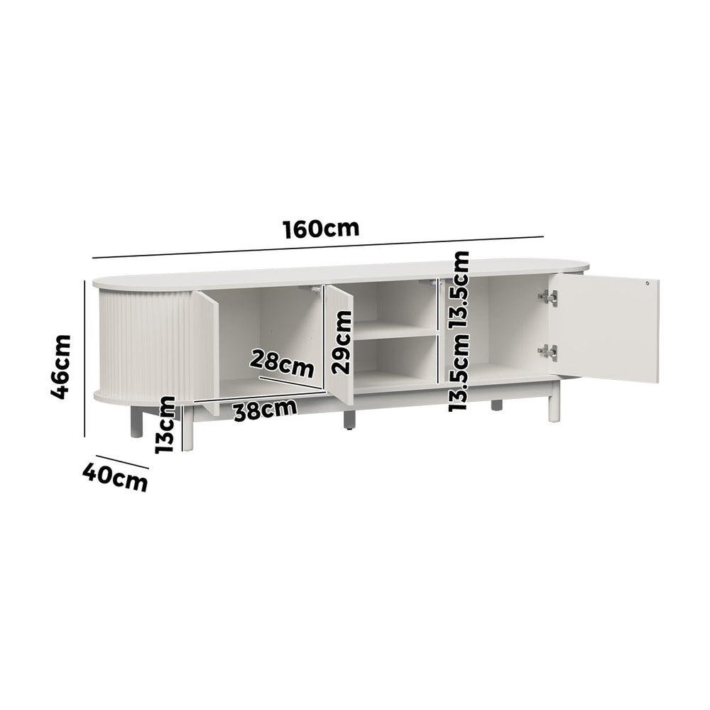 Oikiture TV Entertainment Unit Stand 160cm Wooden White