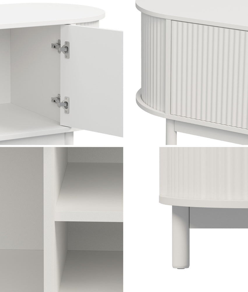 Oikiture TV Entertainment Unit Stand 160cm Wooden White