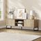Oikiture 160cm TV Cabinet Entertainment Unit Storage Oak 2 Door