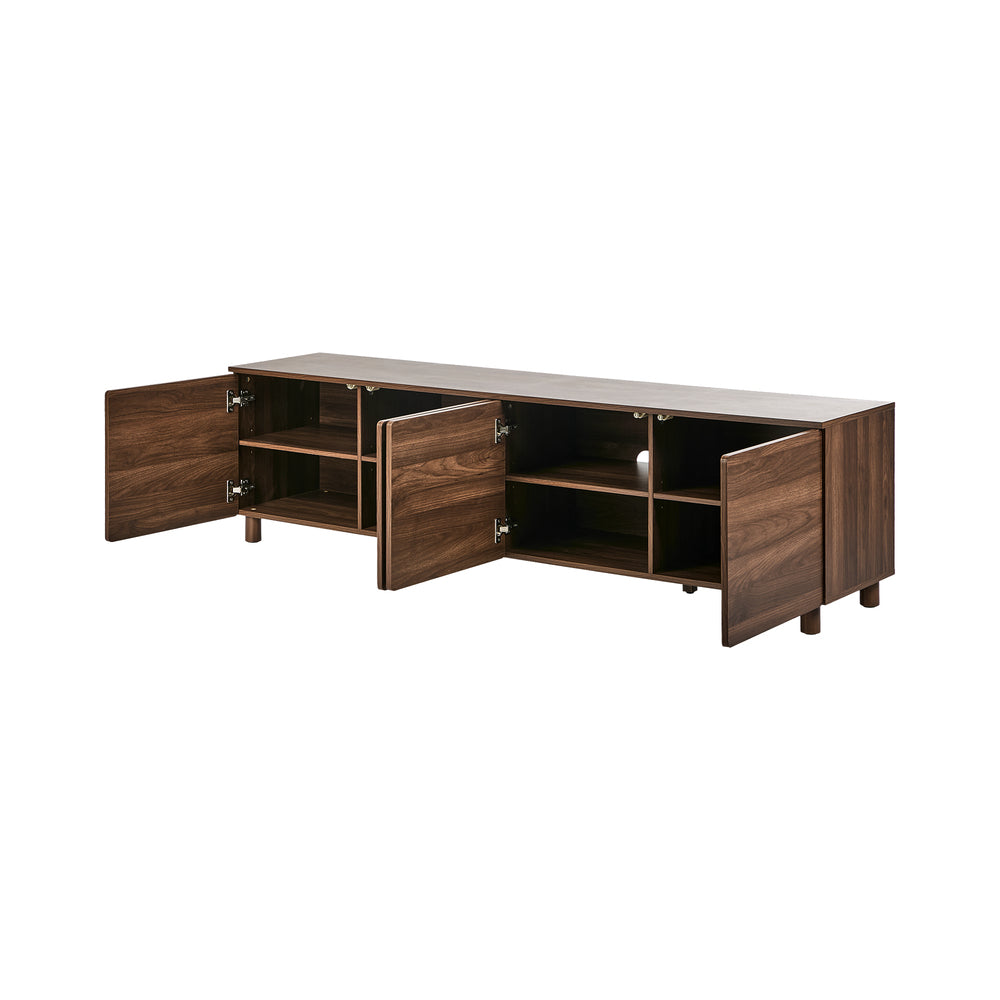Oikiture 180cm TV Cabinet 4 Door Entertainment Unit Wooden Legs Storage Walnut