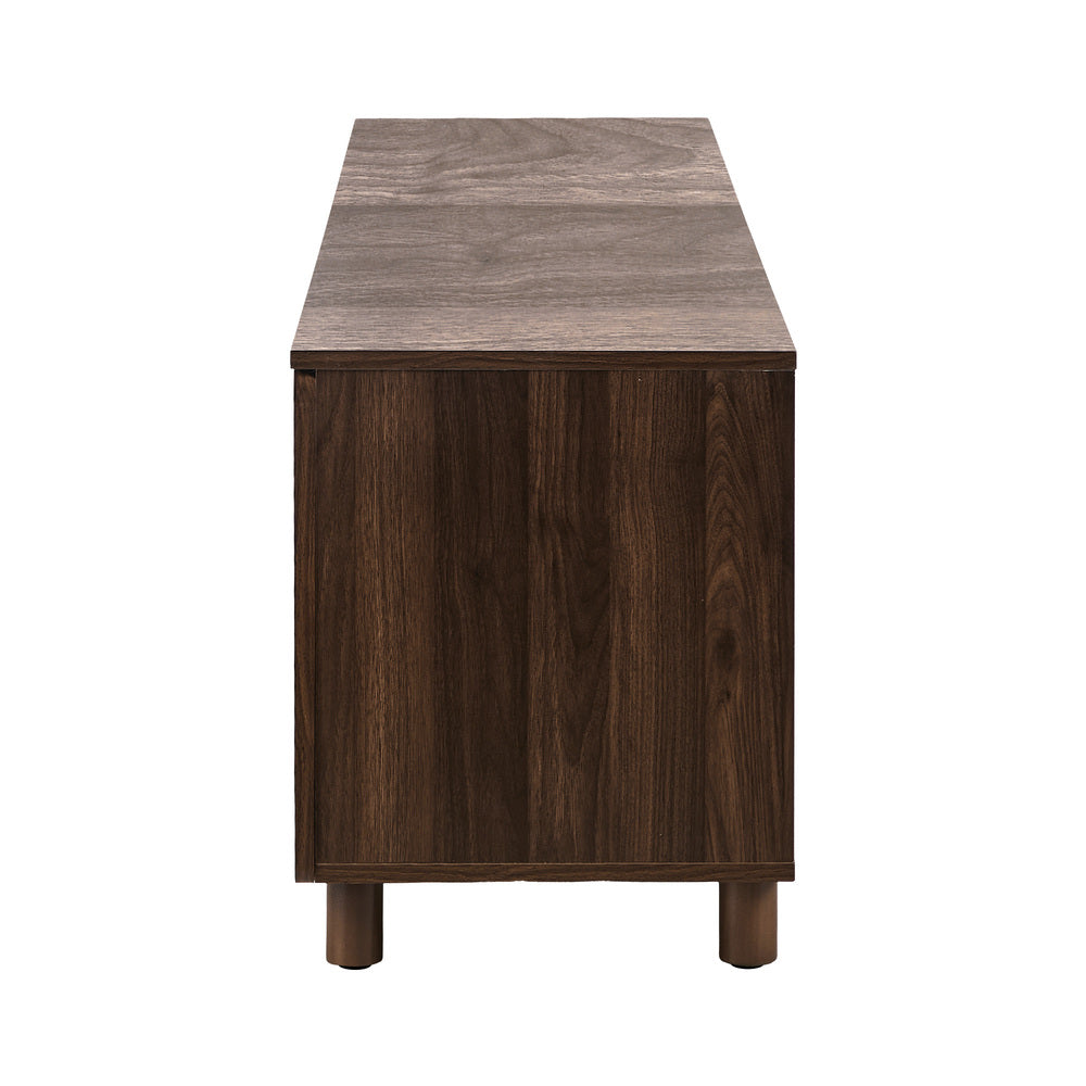 Oikiture 180cm TV Cabinet 4 Door Entertainment Unit Wooden Legs Storage Walnut