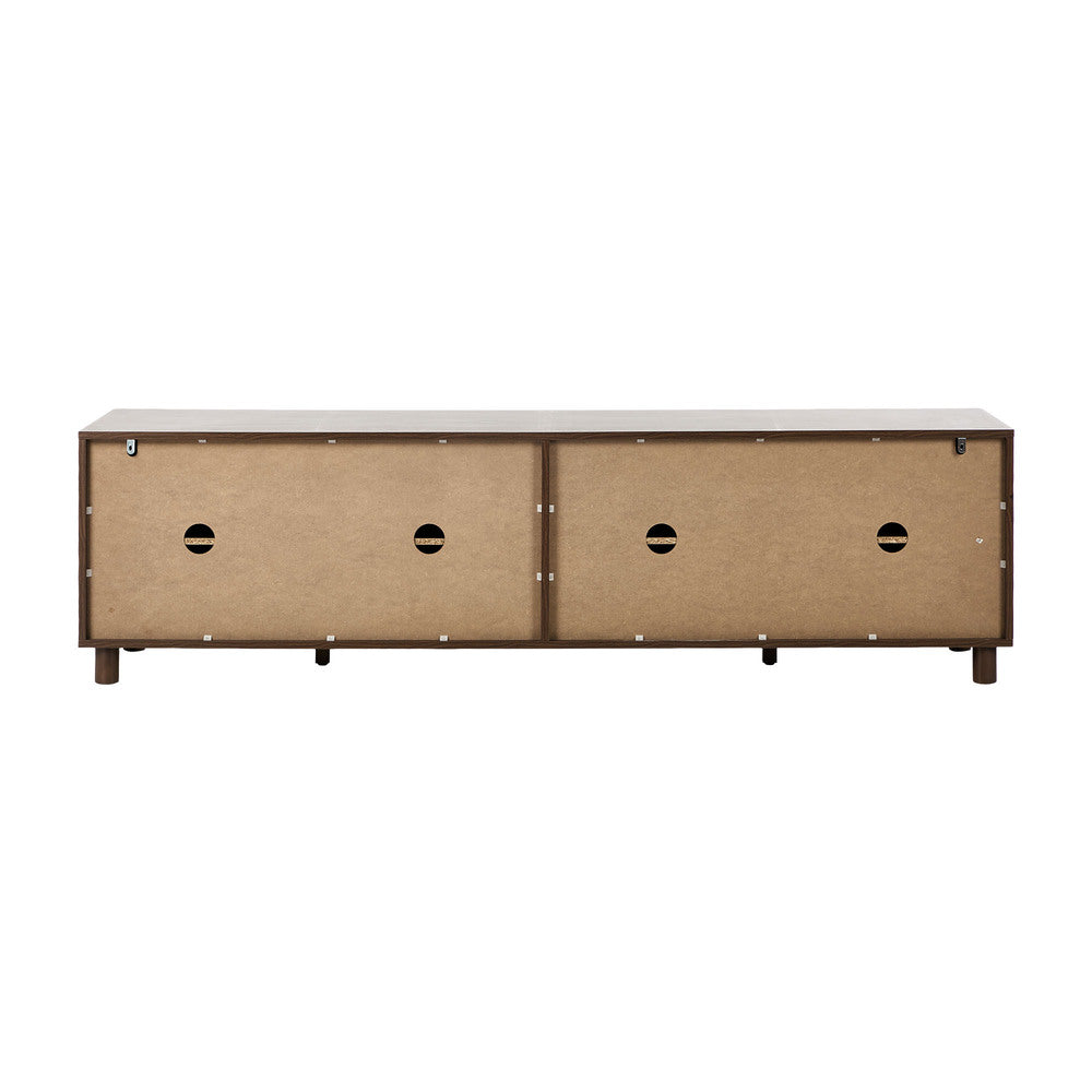 Oikiture 180cm TV Cabinet 4 Door Entertainment Unit Wooden Legs Storage Walnut