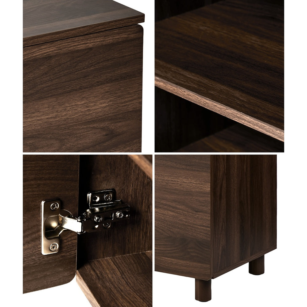Oikiture 180cm TV Cabinet 4 Door Entertainment Unit Wooden Legs Storage Walnut