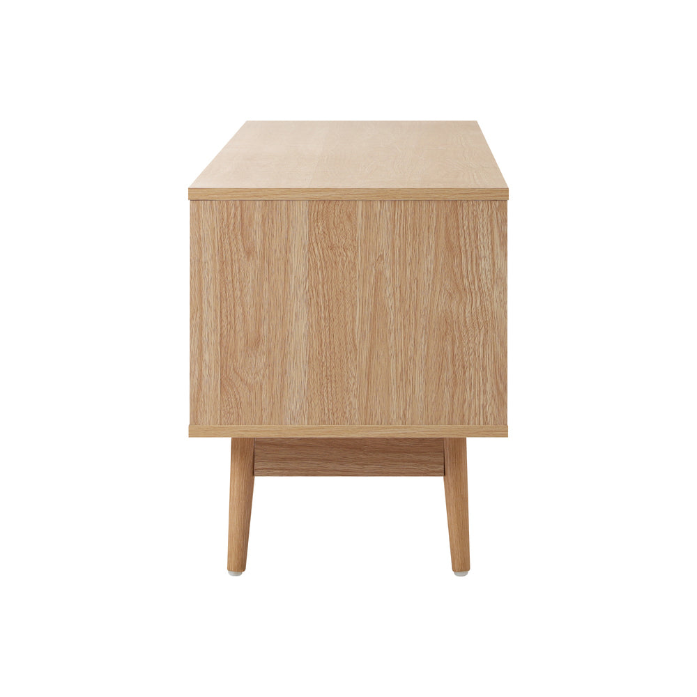 TV Cabinet Entertainment Unit 180cm Rattan Drawers Oak
