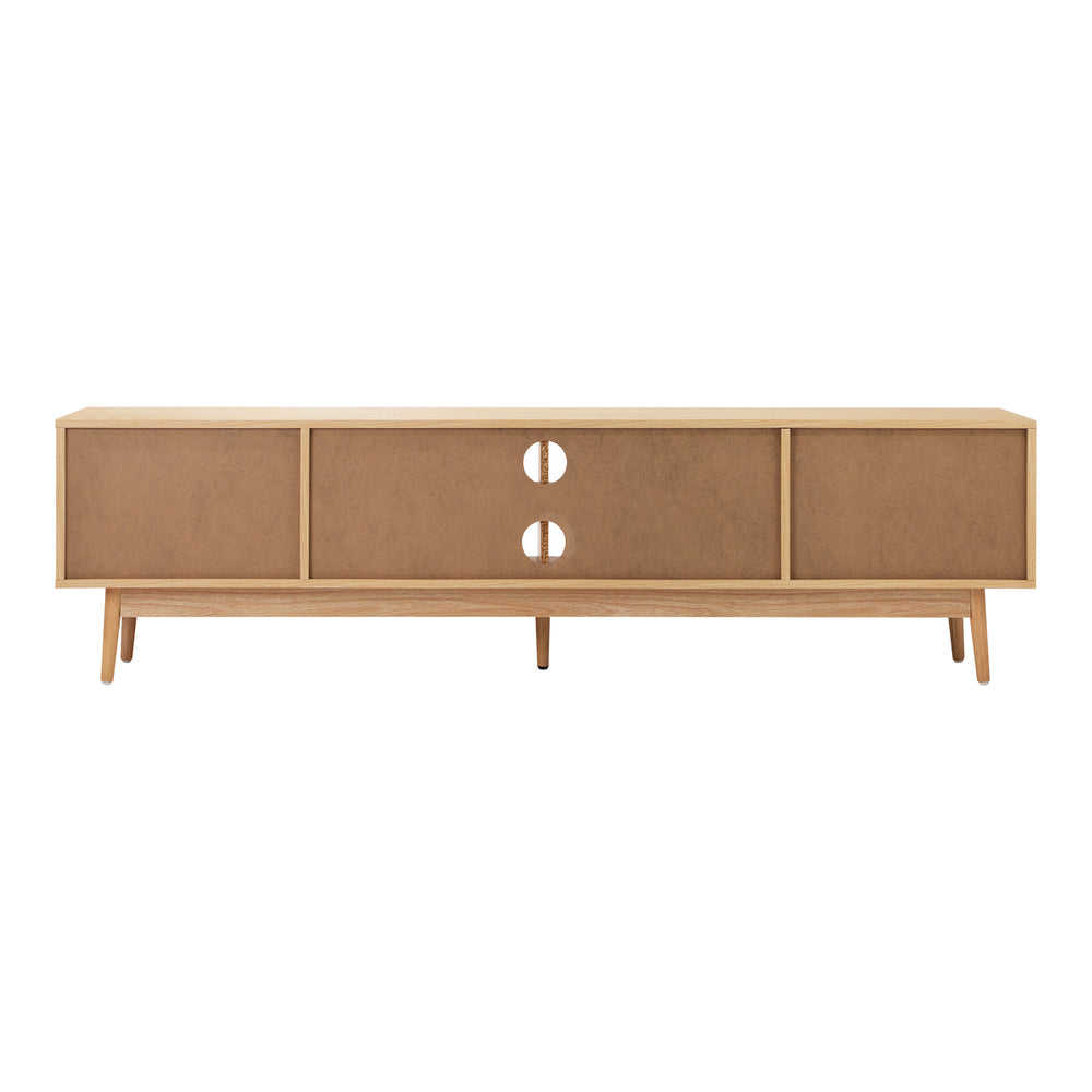 TV Cabinet Entertainment Unit 180cm Rattan Drawers Oak