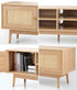 TV Cabinet Entertainment Unit 180cm Rattan Drawers Oak