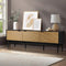 Oikiture 160cm TV Cabinet Entertainment Unit 3 Door Black Wood