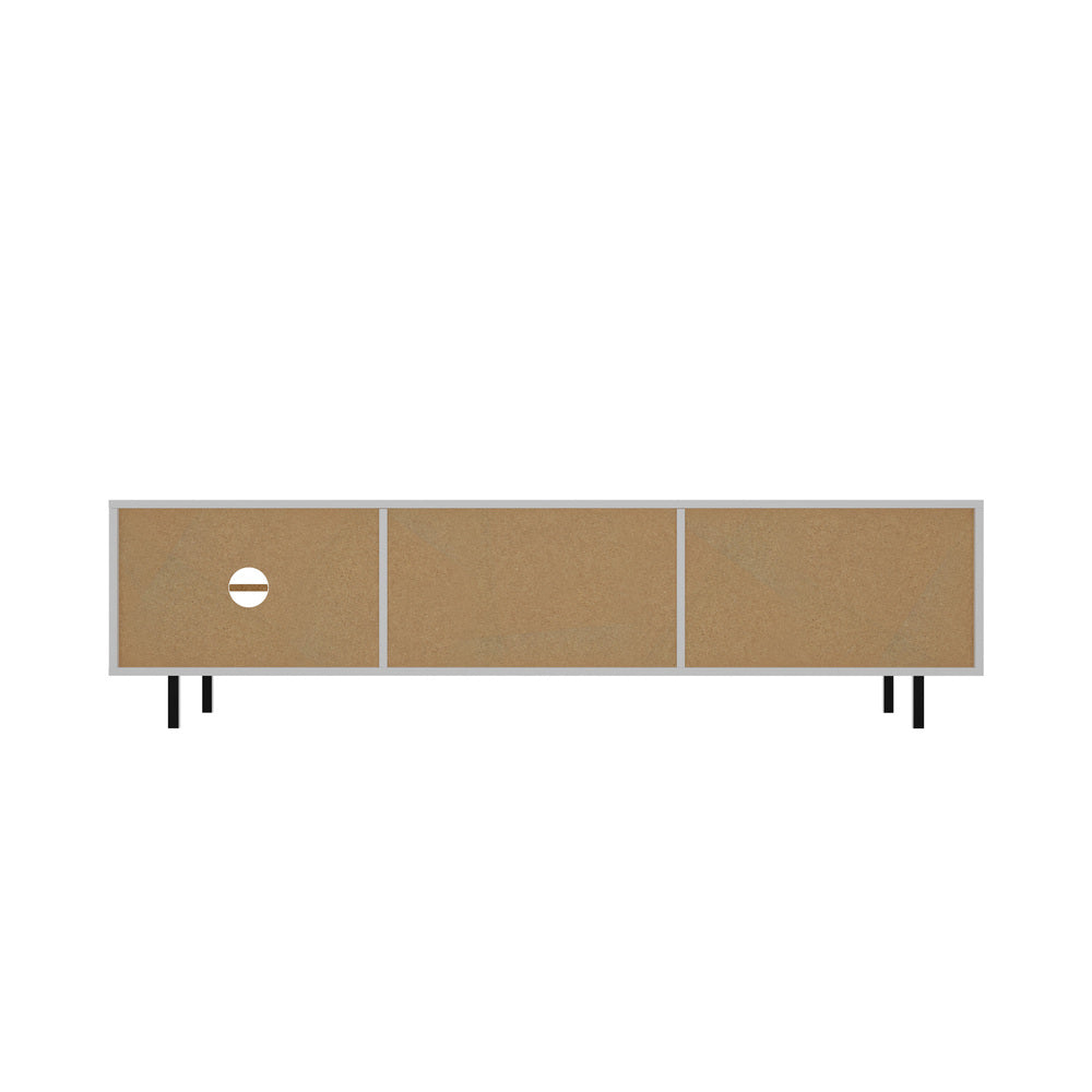TV Stand – 160cm Entertainment Unit, Tempered‑Glass Doors, 2 Shelves, White