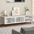 TV Stand – 160cm Entertainment Unit, Tempered‑Glass Doors, 2 Shelves, White