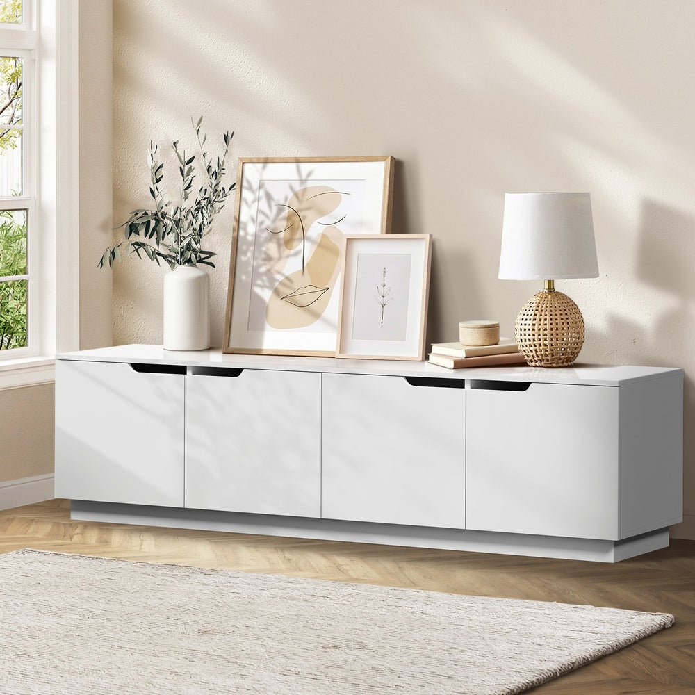Oikiture 180cm TV Unit – White, 4‑Door Entertainment Cabinet, Modern