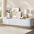 Oikiture 180cm TV Unit – White, 4‑Door Entertainment Cabinet, Modern