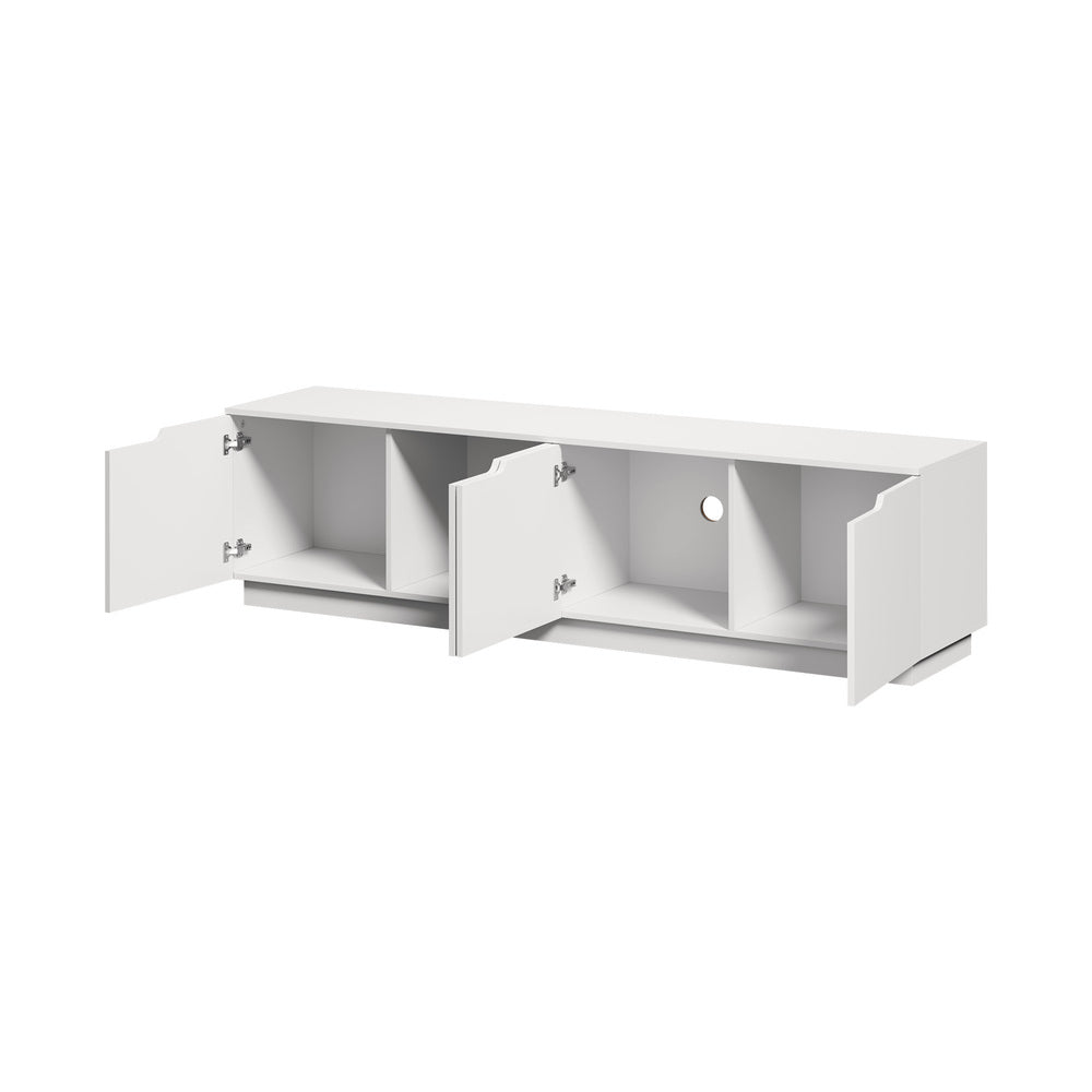 Oikiture 180cm TV Unit – White, 4‑Door Entertainment Cabinet, Modern