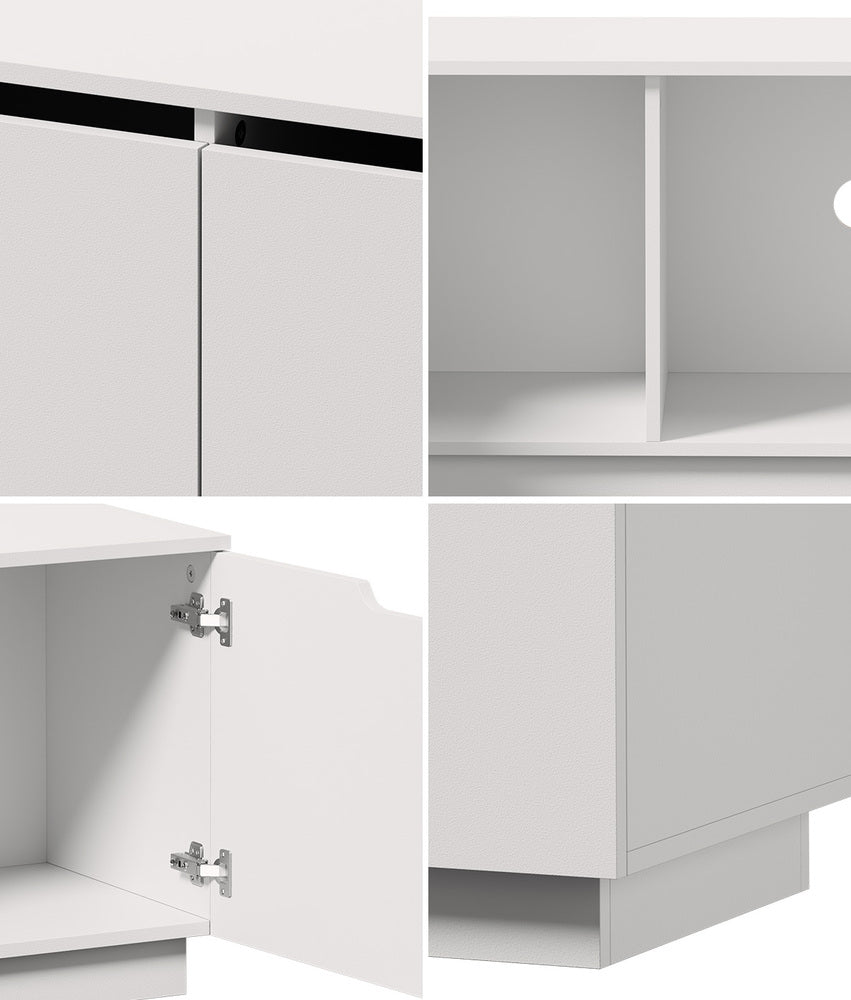 Oikiture 180cm TV Unit – White, 4‑Door Entertainment Cabinet, Modern
