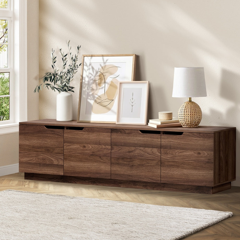 Oikiture TV Cabinet Entertainment Unit Stand 180cm Walnut