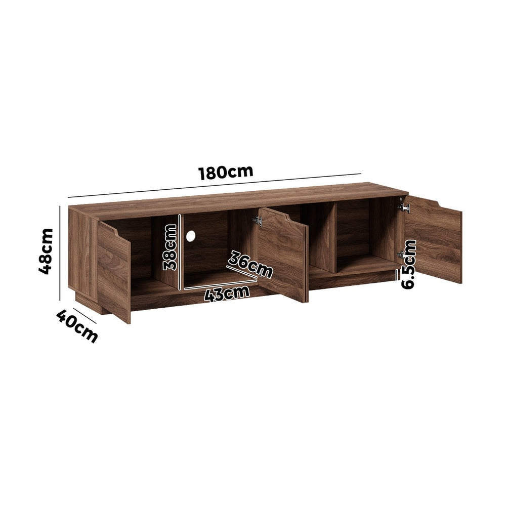 Oikiture TV Cabinet Entertainment Unit Stand 180cm Walnut