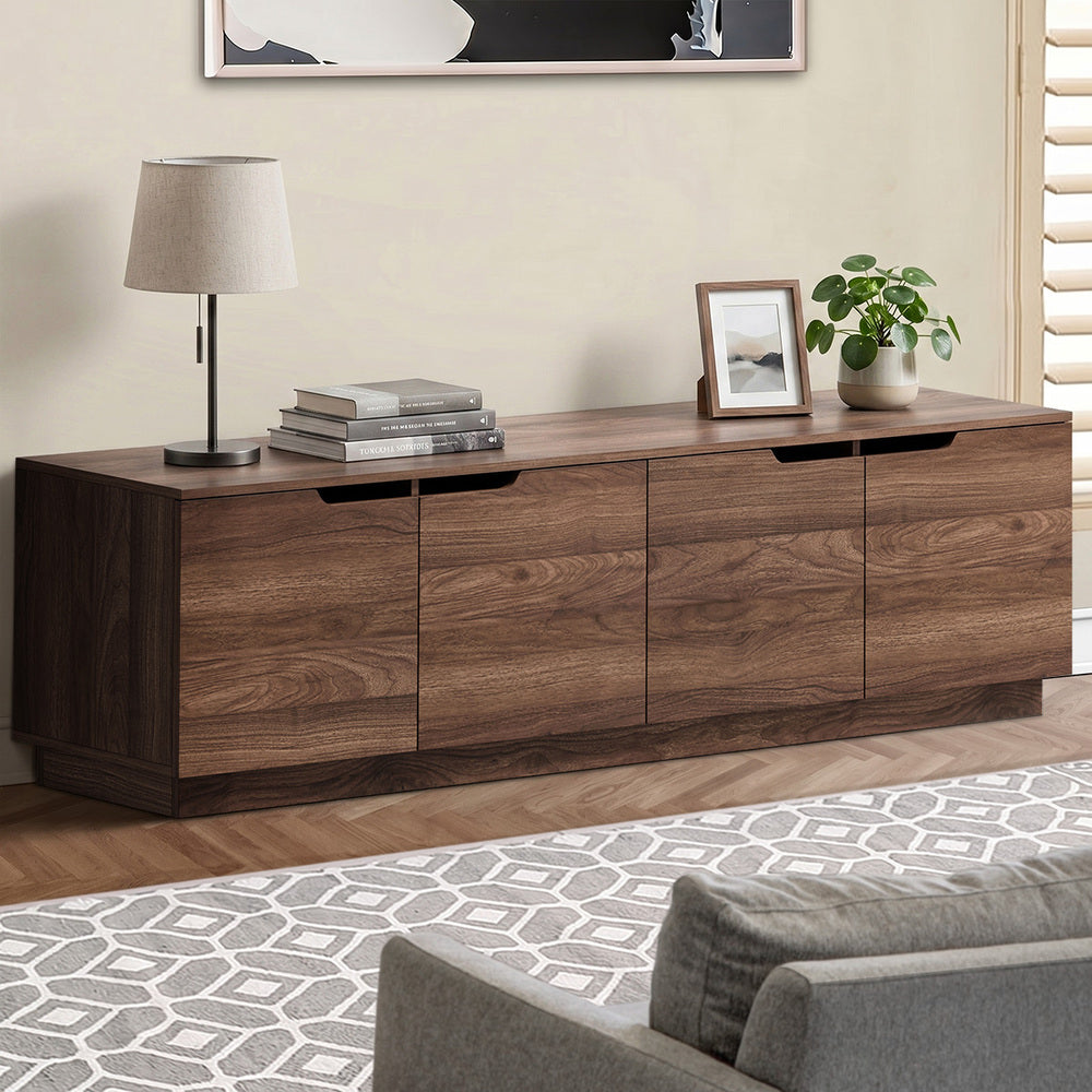 Oikiture TV Cabinet Entertainment Unit Stand 180cm Walnut