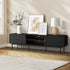 Oikiture TV Cabinet Entertainment Unit Stand 180cm Wooden Black