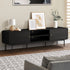 Oikiture TV Cabinet Entertainment Unit Stand 180cm Wooden Black