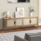 Oikiture TV Cabinet Entertainment Unit Stand 160cm Rattan Doors Natural