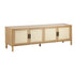 Oikiture TV Cabinet Entertainment Unit Stand 160cm Rattan Doors Natural