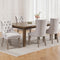 Set of 4 Linen Dining Chairs Beige French Provincial Tufted Fabric Seats
