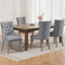 Set of 4 Linen Dining Chairs Grey French Provincial Tufted Fabric Seats